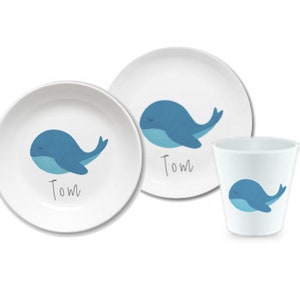 Children's dishes set with name whale