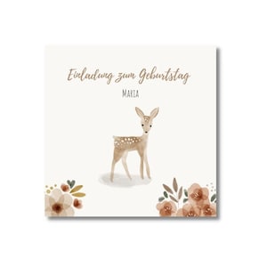 Biglietto di battesimo con nome, biglietti di battesimo con nome stile boho, primo compleanno animali della foresta