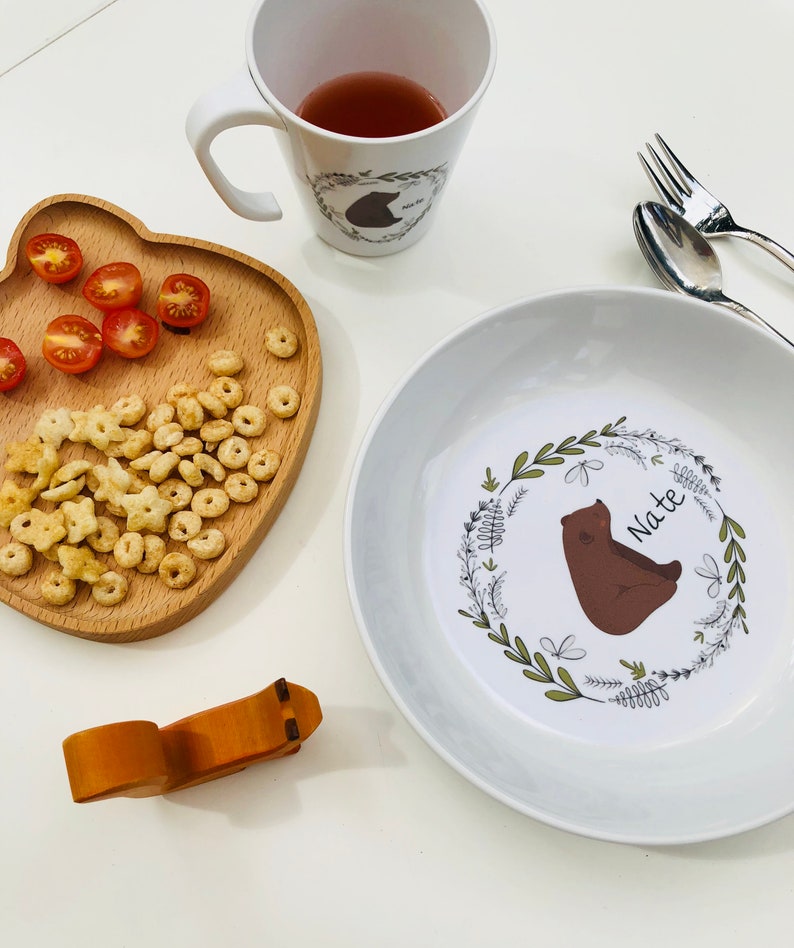 Children's dishes set with name bear image 1