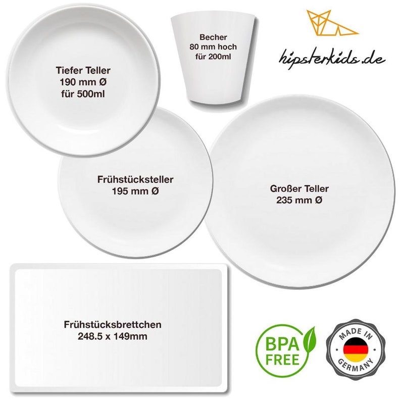 Children's dishes set with name fox girl image 6