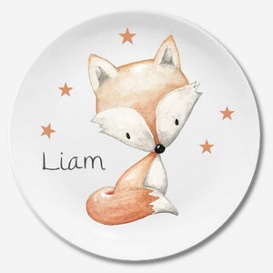 Children's plate with name, personalized children's gift, christening gift, gift, first birthday, children's tableware set melamine, fox