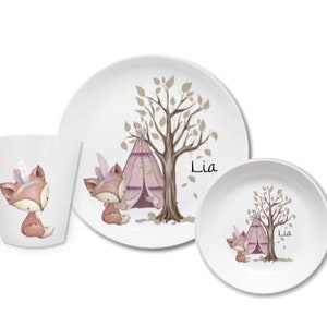 Children's dishes set with name fox girl image 2