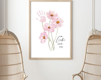 Flowery Memory Handprint Art for Mother's Day and Birthdays, Grandma Grandparents A DIY Project for Kids, Toddlers and Babies