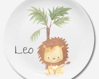 Children's plate with name, personalised children's gift, christening gift, gift, first birthday, children's tableware set melamine, lion