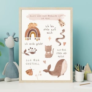 Photos murales affiche affirmation enfant bohème chambre enfant, chambre bébé, vous êtes unique ! Images avec noms Affiche affinité affinityposter