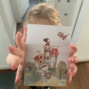 Set uitnodigingskaarten Dragon Knight Queen-kaarten Kinderverjaardag Ridderfeest Kinderverjaardagsuitnodigingskaarten Ninja Knight Princess
