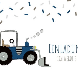 6 o 10 tarjetas de invitación personalizadas para bautizo, cumpleaños, tractor, coche, excavadora, cumpleaños infantil, personalizadas