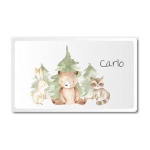 Children's dishes set with name forest animals