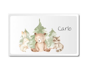 Children's dishes set with name forest animals