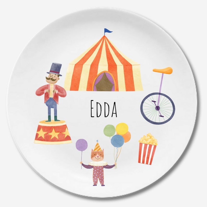 Children's plate with name plates with name Zirkus