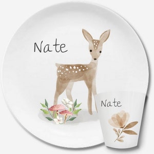 Children's plate with name plates with name Reh