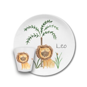 Children's dishes set with name wild animals