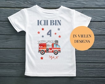 Birthday shirt unicorn fire brigade with name, girl, boy birthday birthday number T-shirt or iron-on image