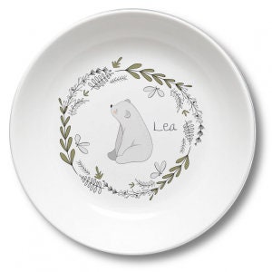 Children's plate with name bear image 3