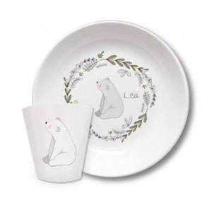 Children's plate with name bear image 2