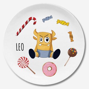 Children's plate with name Monster Sweet