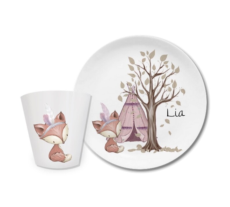 Children's dishes set with name fox girl image 3