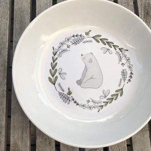 Children's plate with name bear image 1