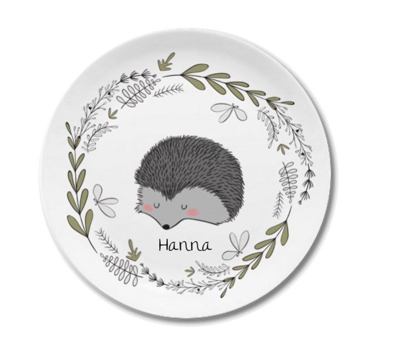 Children's plate with name Igel