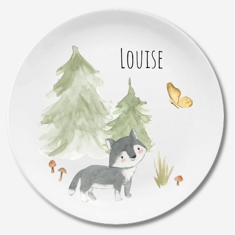 Children's dishes set with name fox Waldtiere