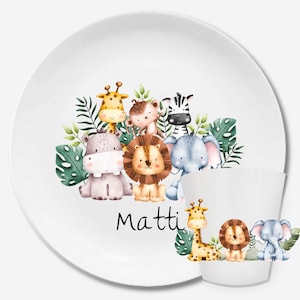 Hipsterkids Kinderteller mit Namen, Gravur, personalisiert, Lion Taufgeschenk, Geschenk Taufe Geburt, Kinderteller, Kindergeschirr