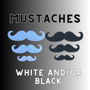 Set of 8 Felt Mustache in Black or White