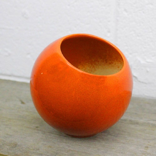 Flower Pot Ceramic Planter Orange Wall Planter Etsy