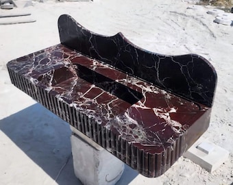 Handcrafted Rosso Levanto Marble Sink – Fluted Vanity Basin