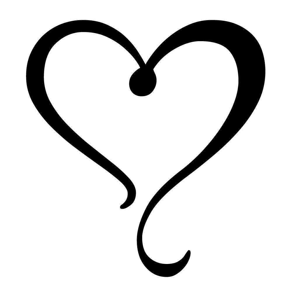 Download HEART10 Reusable Laser-Cut Stencil Heart Outline with Tail ...