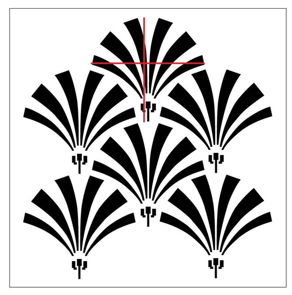 Deco02 Reusable Laser Cut Wall Stencil Art Deco Design Fans