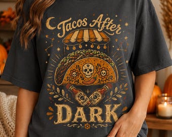Vintage Taco Halloween Shirt, Spooky Taco Tee, Funny Food Halloween Shirt, Retro Skeleton Taco Top, Fall Taco Lover Shirt