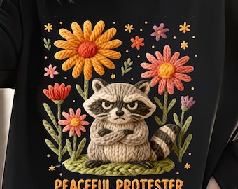 Sudadera de mapache de hilo sintético, manifestante pacífico indignado en protesta anti-Trump, suéter de activista política, ropa feminista progresista