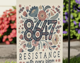 Bandera floral para jardín 8647, regalo de la bandera de jardín &quot;Resist Cottagecore&quot;, bandera activista, decoración floral anti-Trump, pancarta feminista para el impeachment de Trump, 30 x 45 cm