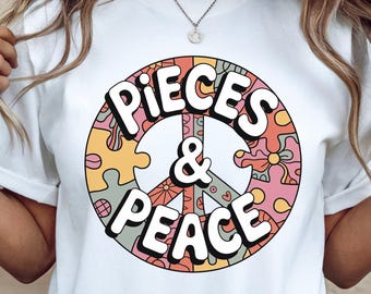 Puzzle Lover T-shirt, Piece & Peace, Jigsaw Puzzle Humor Tee, Comfort Colors Unisex Puzzle Club, Colorful Peace Sign Puzzle Enthusiast Gift