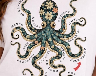 Resistencia del pulpo PNG, F*ck Trump, Diseño de sublimación de protesta, Descarga digital activista, Pulpo político PNG, Diseño de sublimación de moda