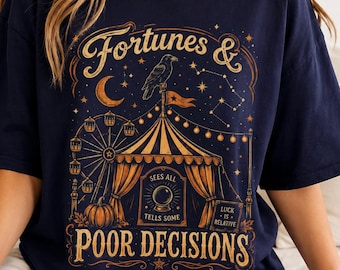 Vintage Fortune Teller Shirt, Carnival Graphic Tee, Mystical Halloween Shirt, Retro Psychic Tent Top, Spooky Fall Shirt