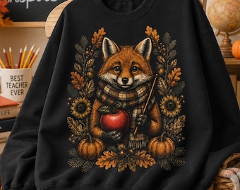 Fall Teacher Sweatshirt, Woodland Fox Teacher Crewneck, Autumn Teacher Gift, Elementary Teacher, Back To School Sweatshirt