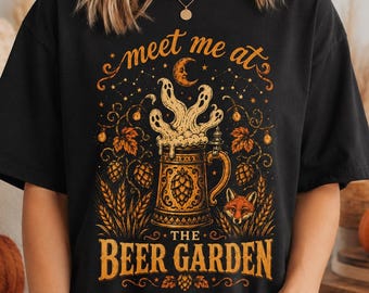 Vintage Beer Garden Shirt, Fall Beer Tee, Oktoberfest Graphic Shirt, Retro Brewery Top, Fox and Hops Autumn Shirt