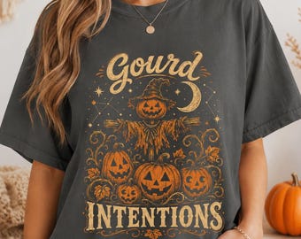 Vintage Pumpkin Halloween Shirt, Gourd Graphic Tee, Scarecrow Shirt, Retro Fall Pumpkin Top, Spooky Season Shirt