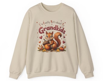 Sudadera de otoño para nietos, acogedor suéter de calabaza y ardilla otoñal para abuelas y abuelos, atuendo familiar para Acción de Gracias