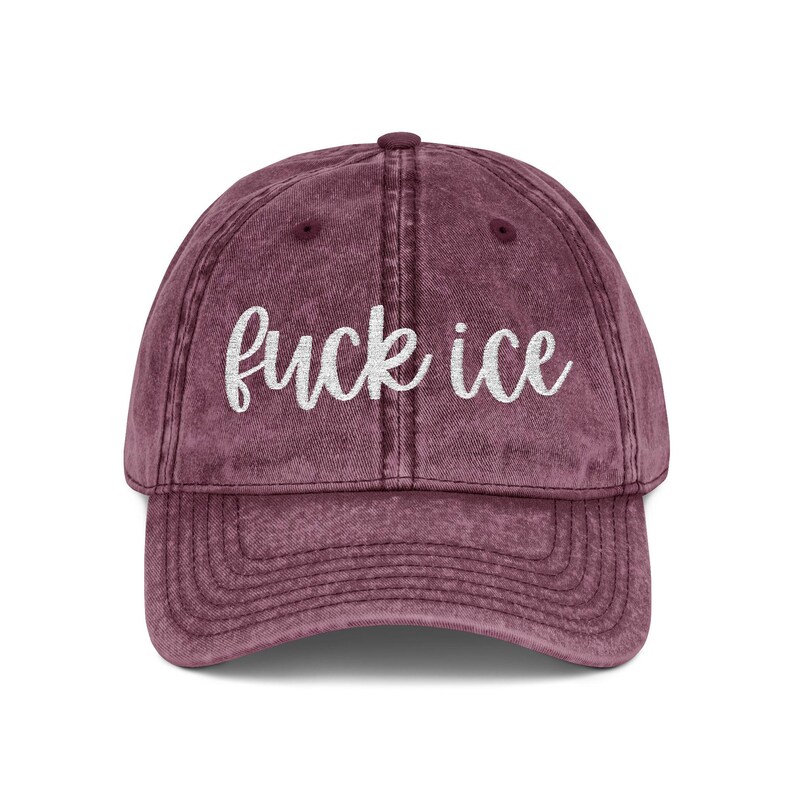 Vintage Embroidered Protest Fuck Ice Hat Anti-ICE Statement Cap image 6