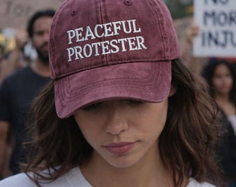 Peaceful Protester Vintage Hat, Anti-Trump Embroidered Cap, Activist Baseball Hat, Political Protest