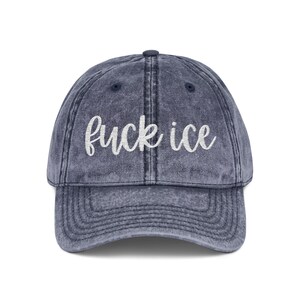 Vintage Embroidered Protest Fuck Ice Hat Anti-ICE Statement Cap image 5