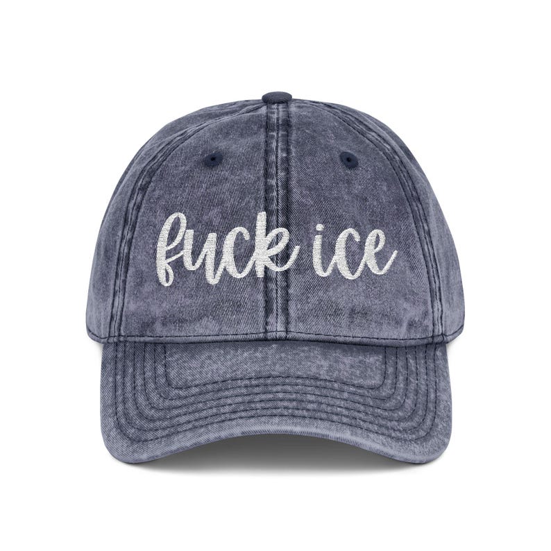 Vintage Embroidered Protest Fuck Ice Hat Anti-ICE Statement Cap image 5
