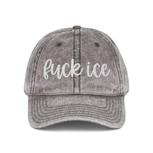 Vintage Embroidered Protest Fuck Ice Hat Anti-ICE Statement Cap image 3