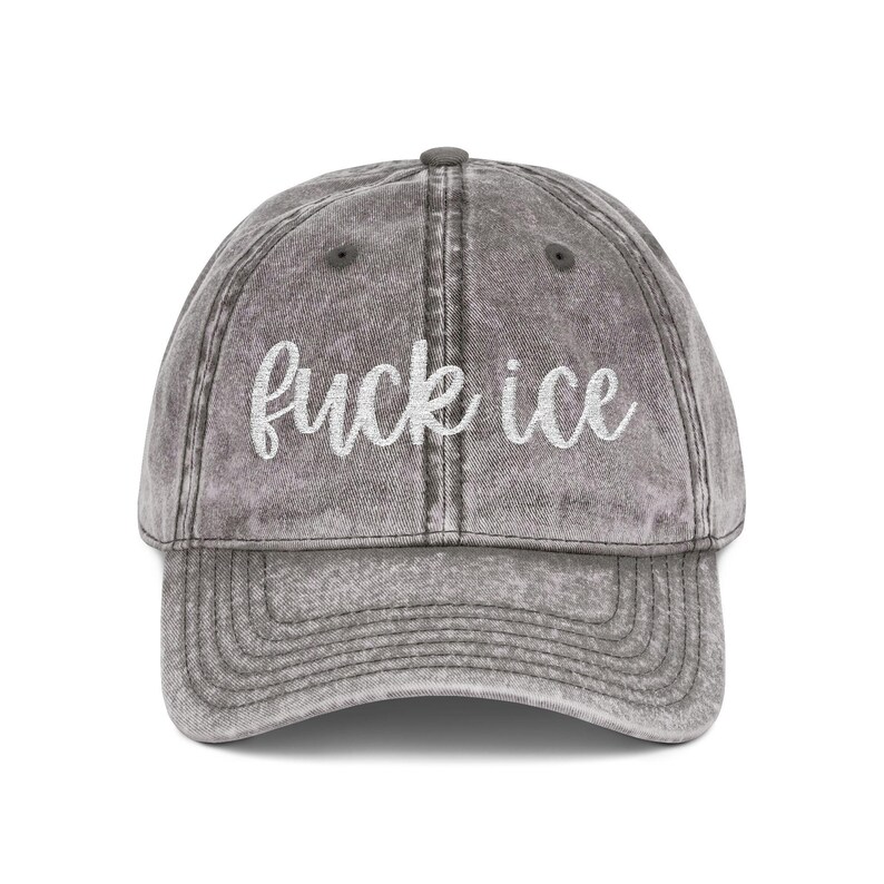 Vintage Embroidered Protest Fuck Ice Hat Anti-ICE Statement Cap image 3