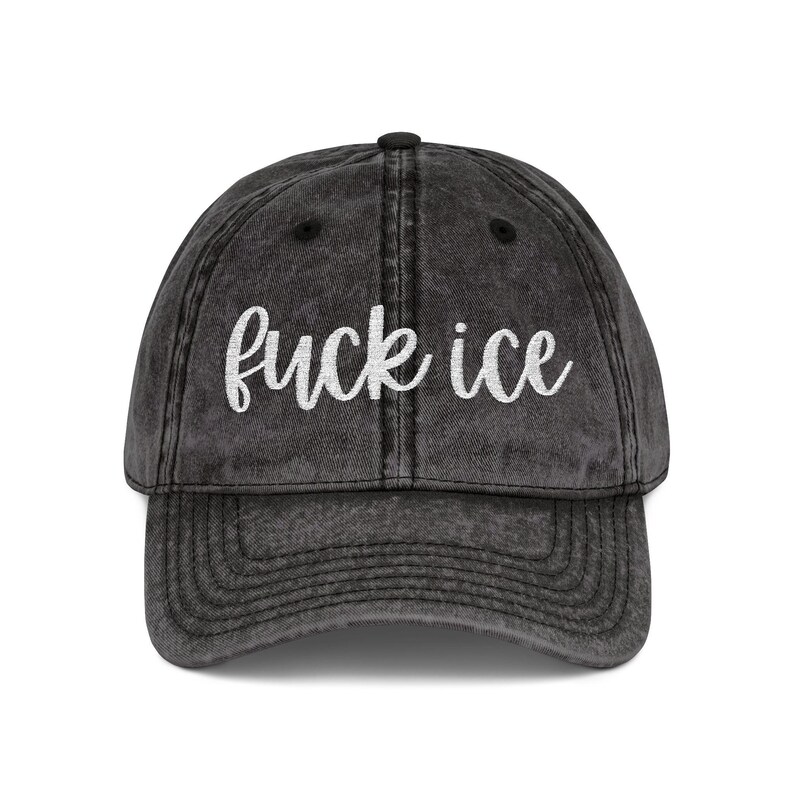 Vintage Embroidered Protest Fuck Ice Hat Anti-ICE Statement Cap image 4
