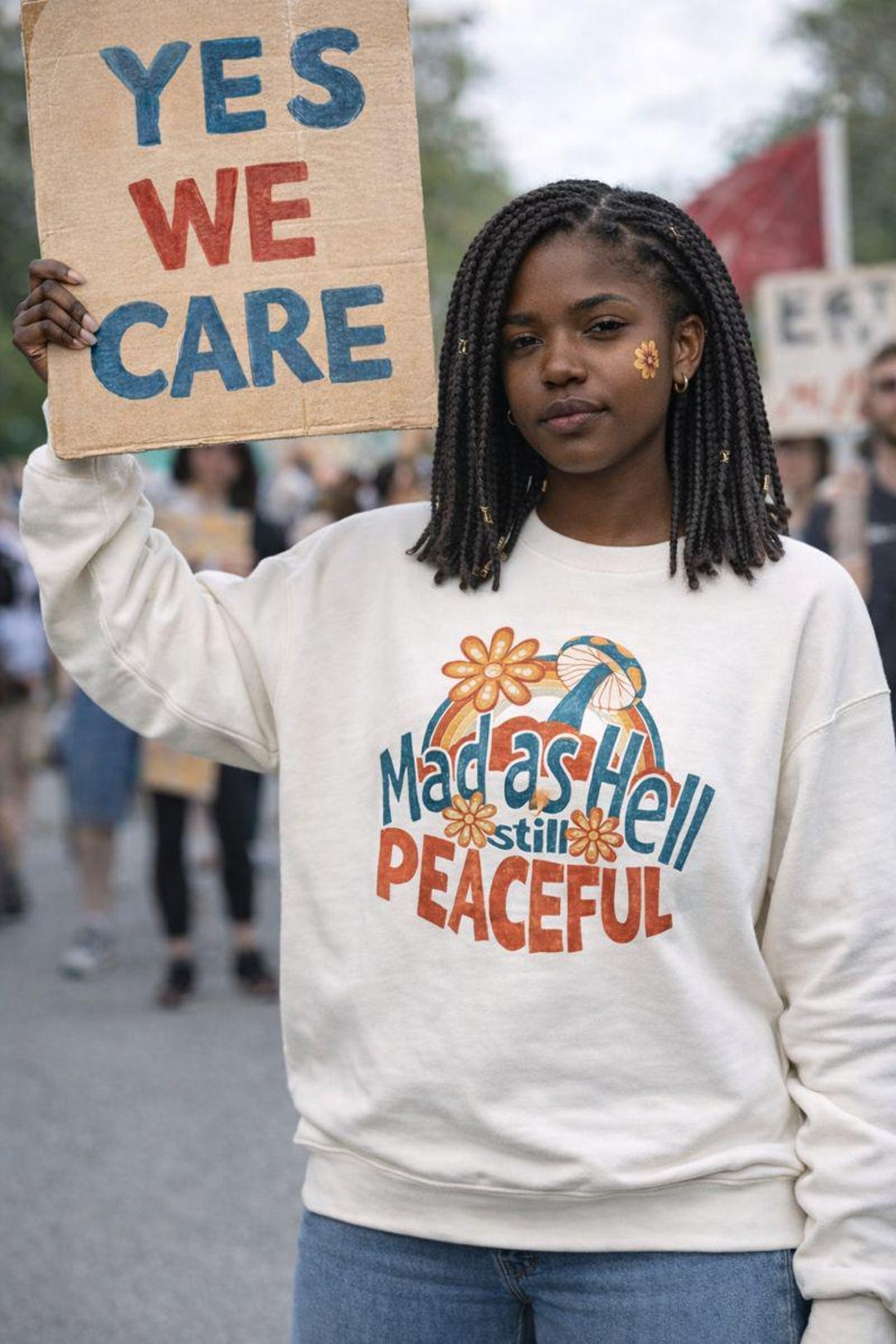 Groovy Peaceful Protest Sweatshirt for Activists, Feminist Statement ...