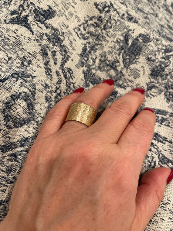Wide Gold Filled Band 14k Gold Filled Textured Ring Band Wide