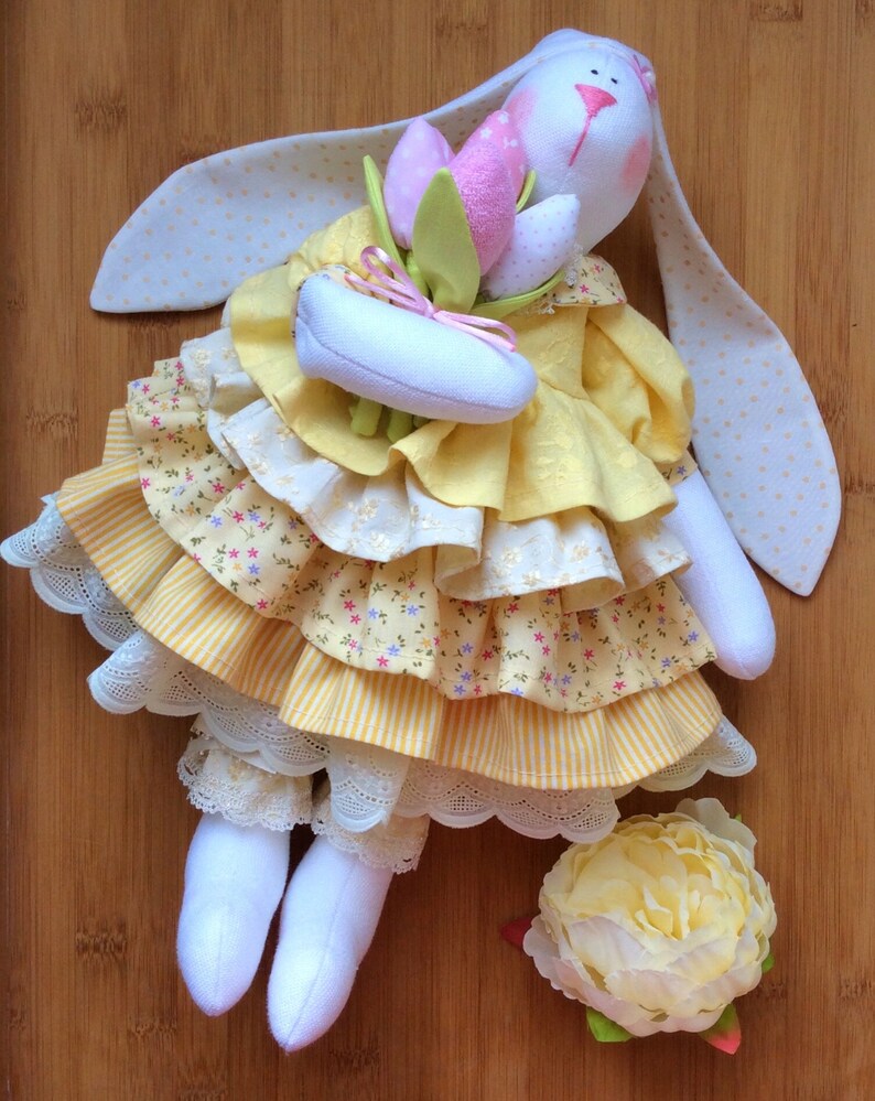 Tilda Bunny Fabric Animal Rabbit Toy Fabric Stuffed Bunny Etsy